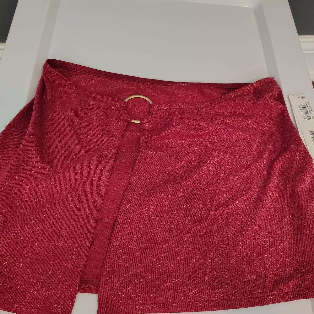 Aqua‎ Red Bikini Skirt with Gold Ring
